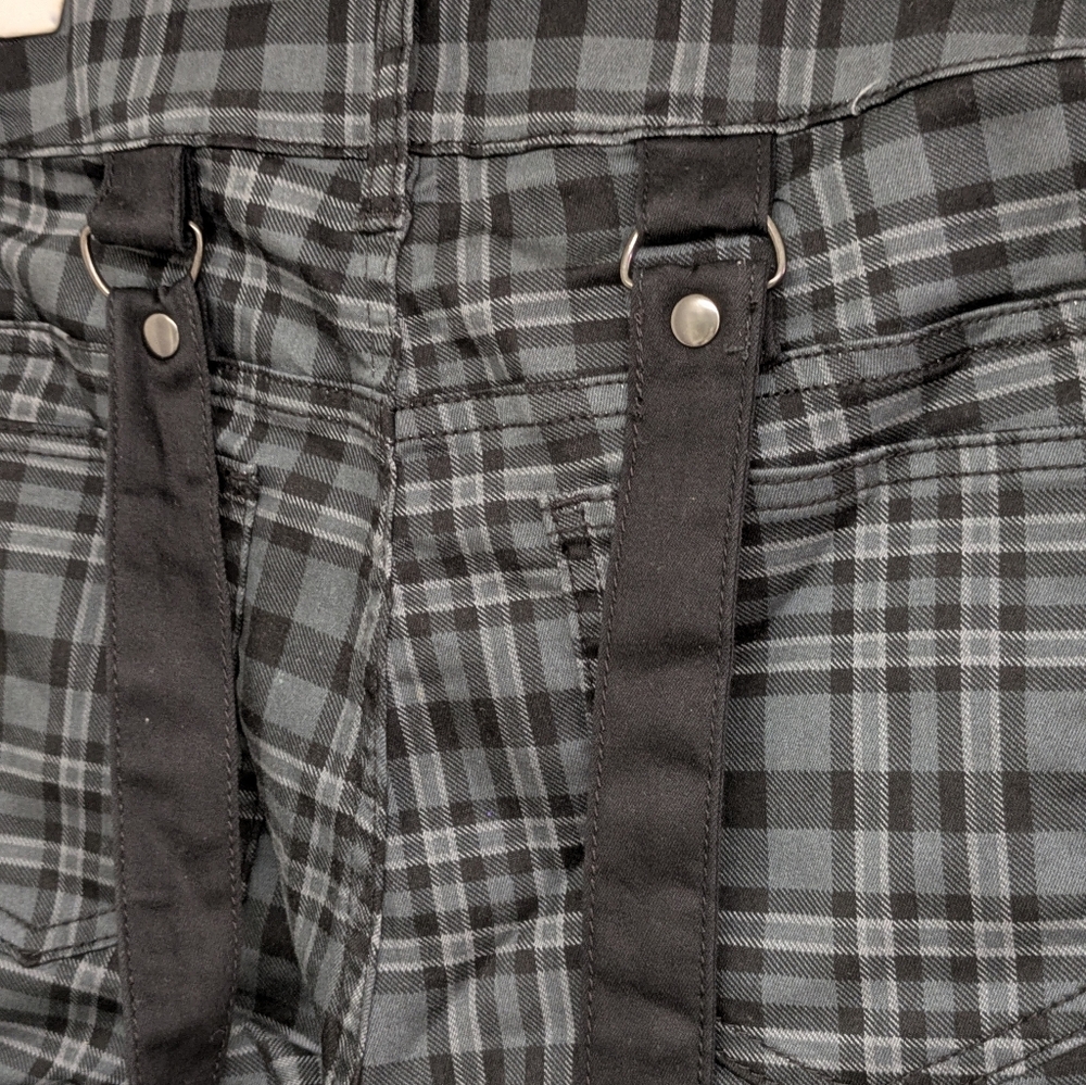 Hot Topic Hi-rise Super skinny Plaid Jeans with Suspenders - Picture 6 of 9